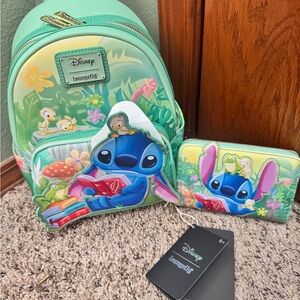 Loungefly Disney Stitch Backpack and Wallet Set